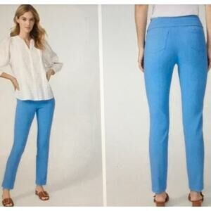 J Mclaughlin Womens 10 Blue Turquoise Masie Pull On Stretch Casual Ankle Pants